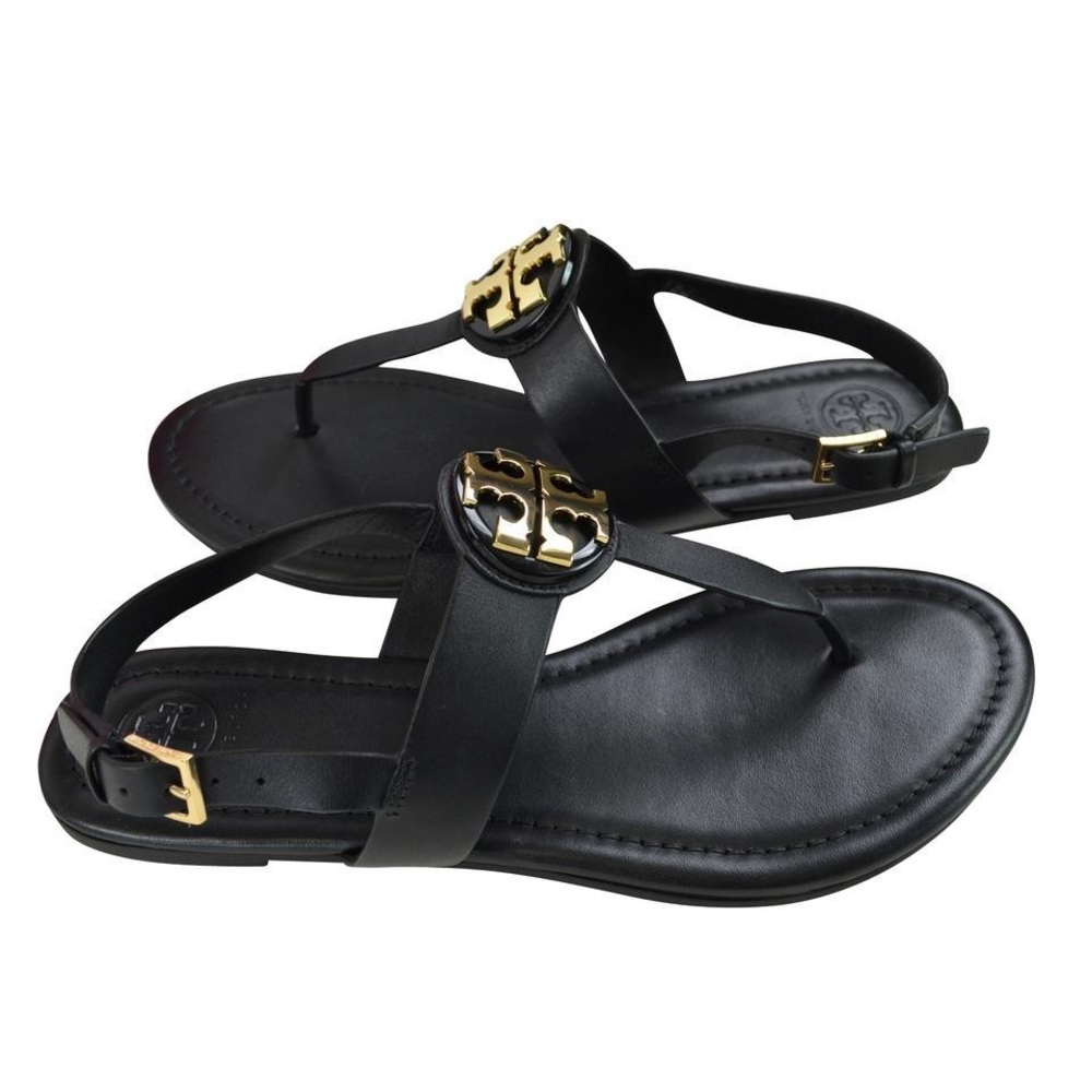 Tory Burch Black Bryce Flat Sandals Size 9